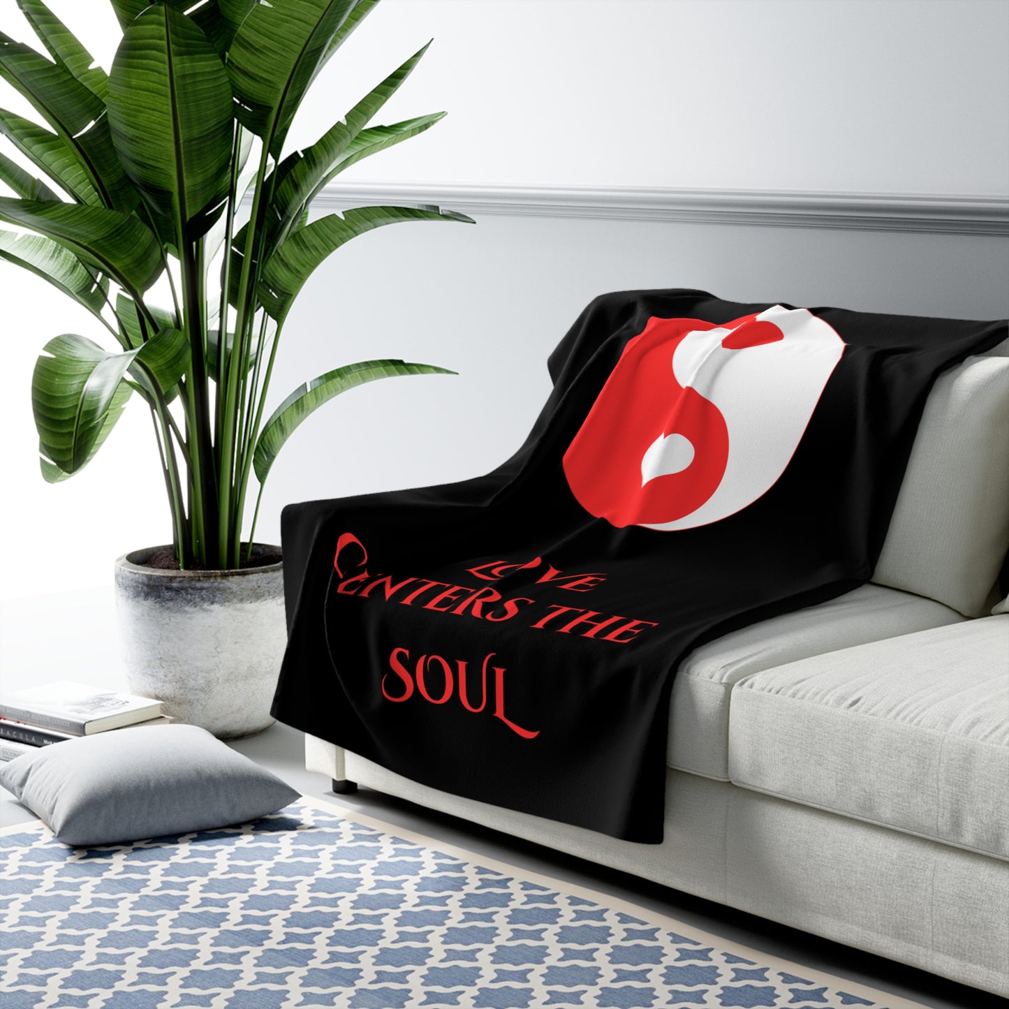 LOVE Centers the Soul Sherpa Fleece Blanket