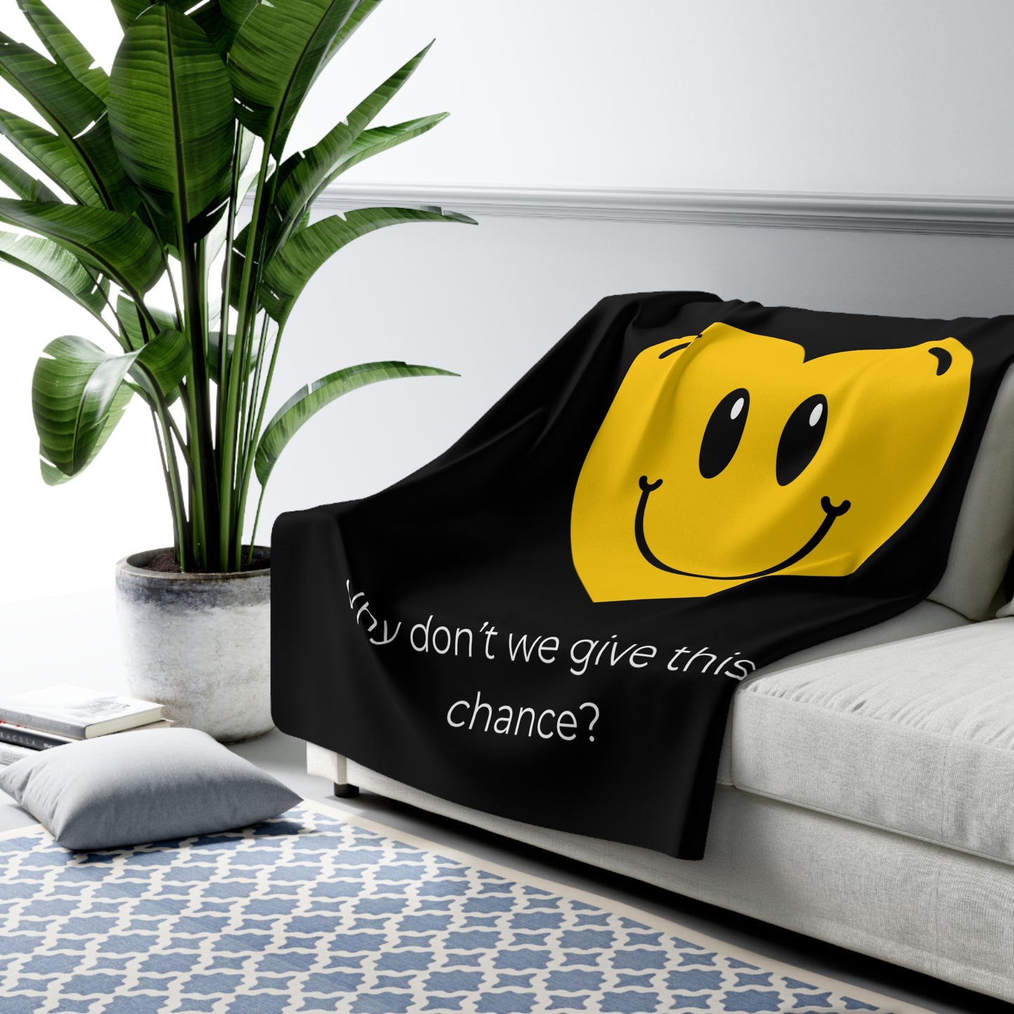 LOVE Why Don't We Give This A Chance Sherpa Fleece Blanket