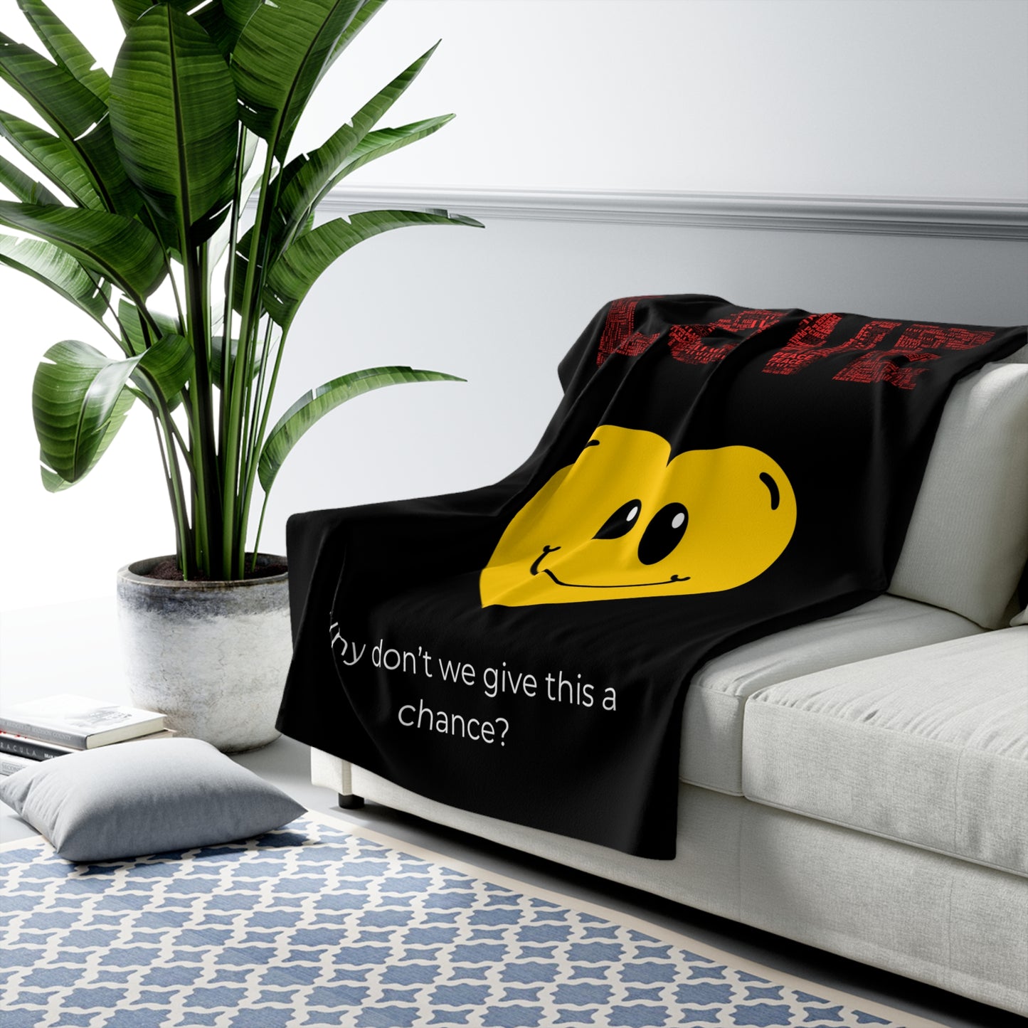 LOVE Why Don't We Give This A Chance Sherpa Fleece Blanket